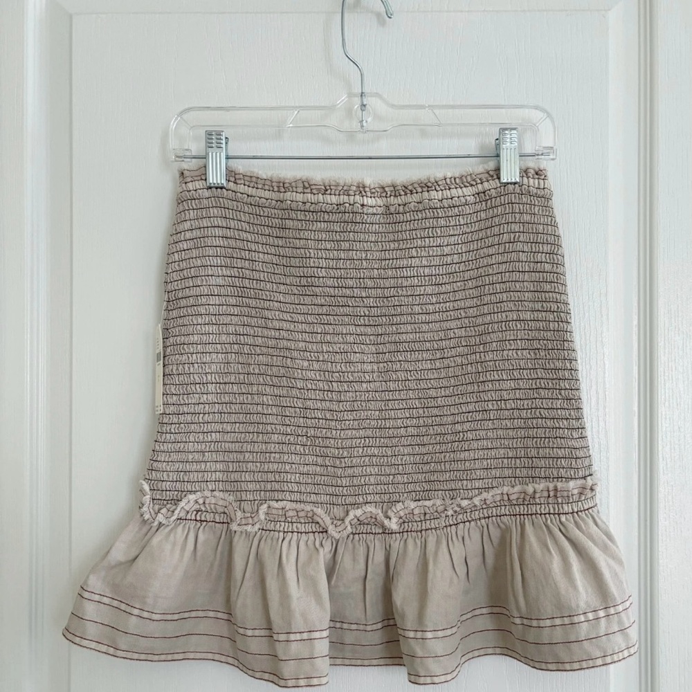 Pilcro Beige Ruffled Mini Skirt